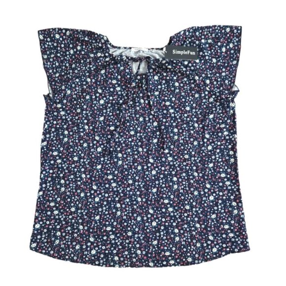 NWT SIMPLE FLUTTER SLEEVE FLORAL TOP SZ.XL - Picture 2 of 5